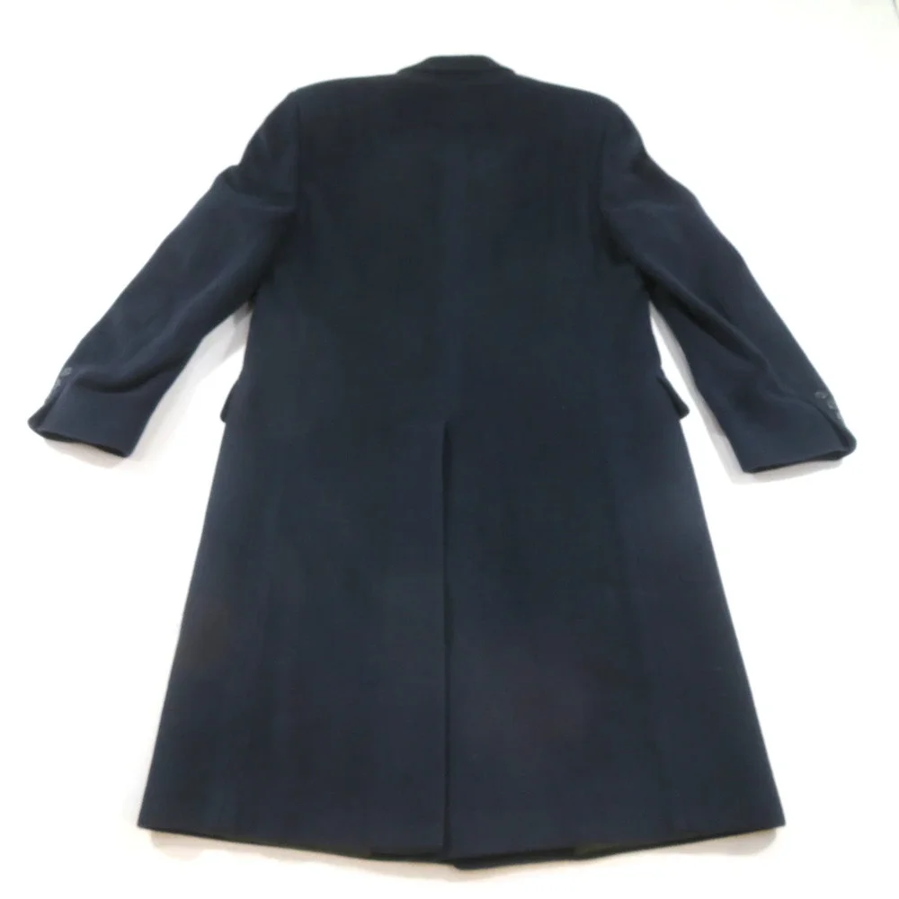 Malcolm Kenneth Cashmere Trench Coat Jacket Blue Mens 42R Reich Frank 1970s